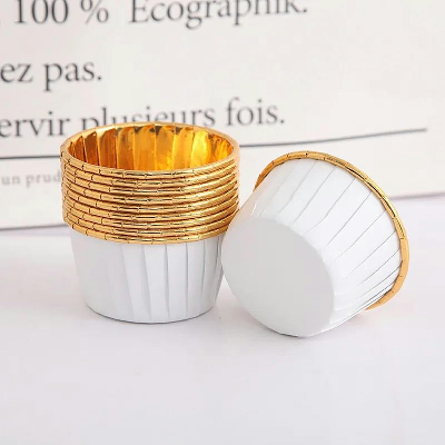 Caissette pour Muffins - CupcakeWrappers™ - Blanc Dorée